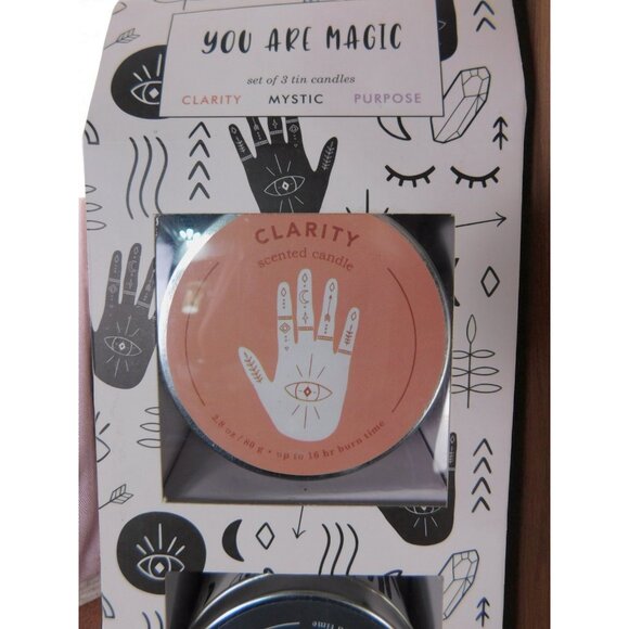 You Are Magic Scented Candle Set 3 Tin Clarity Mystic Purpose Crystals Gift Deco - Picture 3 of 9
